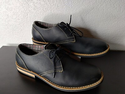 #ad Penguin Shoes Mens 11 Plain Toe Oxford Black Leather Sharp $25.00