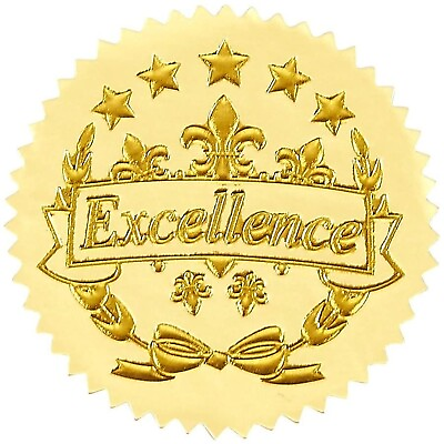 #ad 96 Excellence Star Stickers Gold Certificate Seals for Award Certificates 1.7quot; $8.69