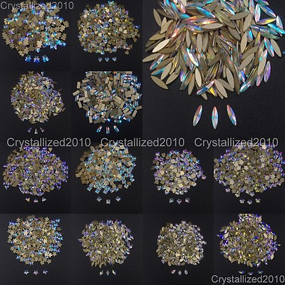 #ad Top Crystal AB Czech Crystal Rhinestone Flatback Nail Art Decoration Small Shape $2.69