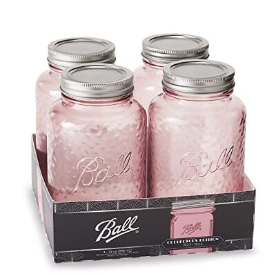 #ad Ball Jar Rose Vintage Regular Mouth Pint Canning Jars 4 Pack $33.33