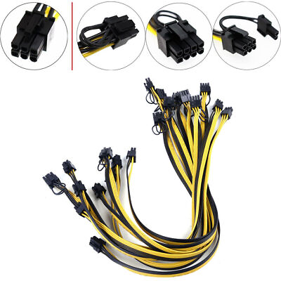 #ad #ad 10pcs 70cm Quality 6pin to 8Pin 62Pin PCI E Cable 18AWG Mining Yellow amp; Black $37.49