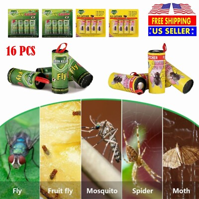 #ad 16 Rolls Fly Sticky Trap Paper Insect Bug Catcher Strip Fly Sticker Non Toxic US $7.95