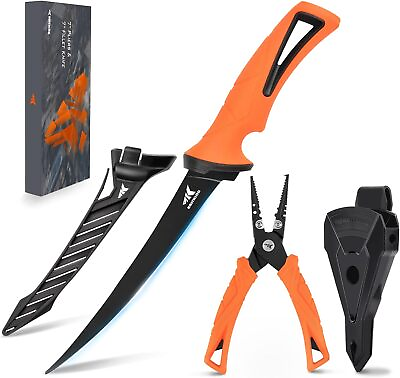 #ad 7 inch Fishing Pliers and Fillet Knife with Molded Sheath Stainless Steel Fishin $67.98