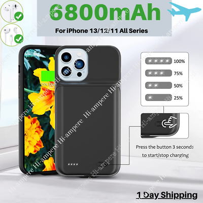 #ad Rechargeable Battery Charger Case Power Cover For iPhone 13 12 Mini 11 Pro Max $27.99