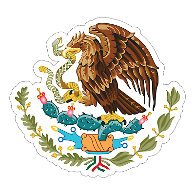 #ad Mexican Flag Coat Of Arms Eagle With Snake Hawk Bird Sticker 3 Inch Decal $2.99