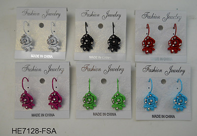#ad A 83 Wholesale Jewelry lot 12 pairs Colorful Fashion French Clip Earrings $10.99