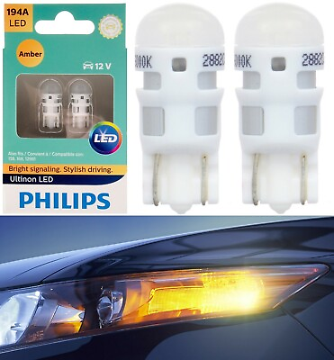 #ad Philips Ultinon LED Light 194 Amber Two Bulb Rear Side Marker Park Replace OE $17.10