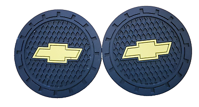 #ad Chevrolet 2 pc Car Cup Holder Mat Pad Silicone Coasters Black 2.75quot; $4.59