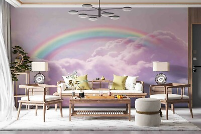 #ad 3D Clouds Rainbow Wallpaper Wall Mural Removable Self adhesive 341 AU $349.99
