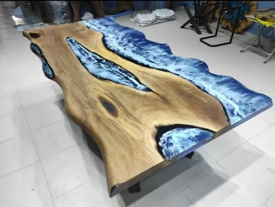 #ad Personalized Ocean River Epoxy Resin Dining Table Living Room Table Bar Table $1249.00