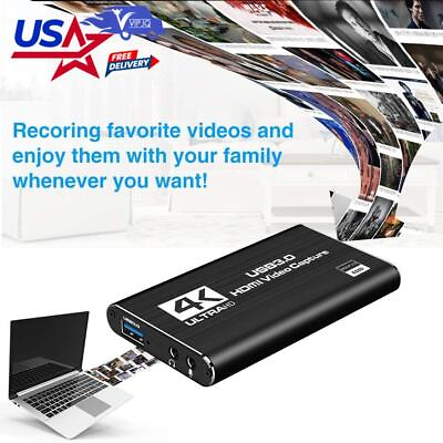 #ad Video Capture Card 4K Record USB3.0 1080P 60FPS Game Capture Box Livestreaming D $28.69