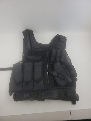 #ad UTG 547 Law Enforcement SWAT Tactical Vest Right Handed Black Airsoft Paintball $39.99