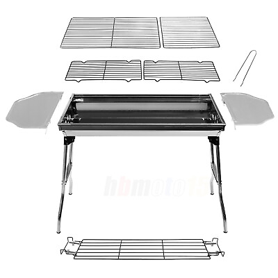 #ad 72 x 33cm Foldable Stainless Steel Outdoor Barbecue Rack Garden Party Outing BBQ $69.95
