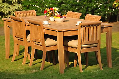 #ad Giva A Grade Teak 7 Pc Dining Atnas Rectangle Table Armless Chair Outdoor Set $3827.44