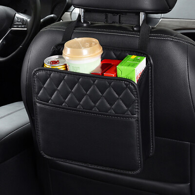 #ad Car Seat Storage Bag Black Leather Pocket Hanging Bag Multifunction Accessories $13.24