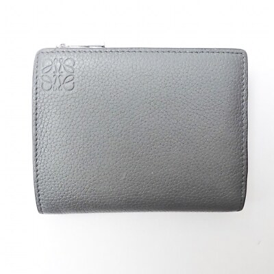 #ad Auth LOEWE Slim Compact Wallet Dark Gray Soft Grain Calf Bifold Wallet $267.00