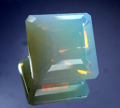 #ad Ethiopian Natural Opal Multi Color 74 Ct Square cut CERTIFIED RARE Gemstone $22.67