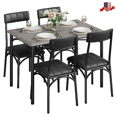 #ad 5 Pieces Kitchen Modern Dining Set with 1 Wooden Table amp; 4 Upholstered Chairs $145.00