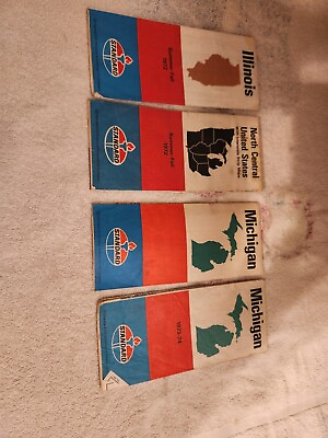 #ad vintage lot of 4 standard state maps $17.99