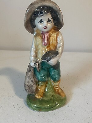 #ad Vintage Porcelain Young Coal Miner Figurine $13.00