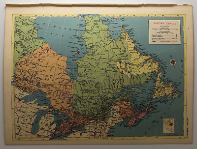#ad 1954 Vintage EASTERN CANADA Antique Atlas Map Hammond#x27;s New World Atlas $5.74