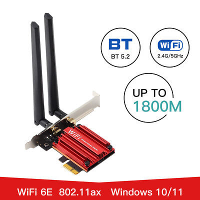 WiFi 6 AX1800 Desktop PC PCIe WiFi Card Dual Band Bluetooth 5.2 Network Adapter $15.39
