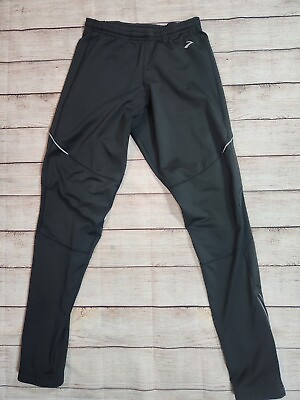 #ad BROOKS Pants Womens M Equilibrium Performance Running Reflective Zip Leg Black $16.99