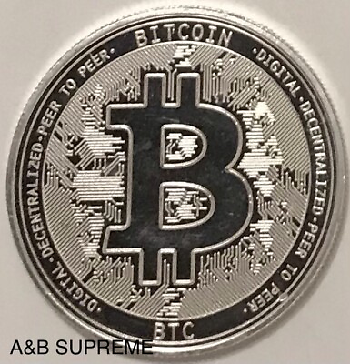 #ad Bitcoin In Code We Trust 1 Troy Oz .999 Fine Silver Commemorative Gem Proof Coin $59.89