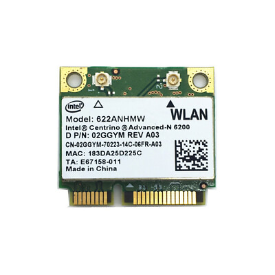 #ad Dell Intel 6200 Draft N Wireless WiFi 802.11 Half Height Mini PCI Card 2GGYM $31.99