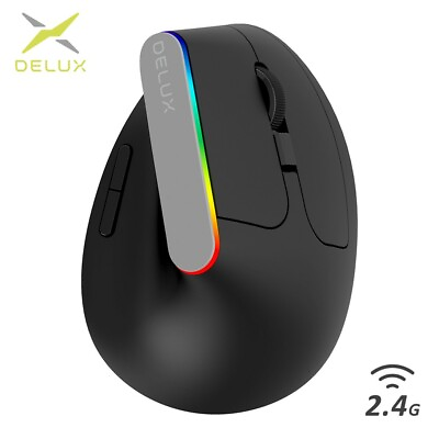 #ad Delux M618C RGB Ergonomic Vertical Office Gaming Wireless Mouse Mice for PC $22.99