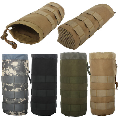 #ad Tactical Molle Water Bottle Pouch Belt Bag Military Hiking Camping Bottle Holder $9.98
