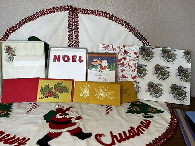 #ad VTG Christmas Wrapping Paper And Card Lot MCM $10.00