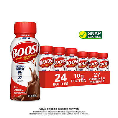 #ad BOOST Original Nutritional Drink Rich Chocolate 10g Protein 24 8 Fl Oz Bottles $31.29