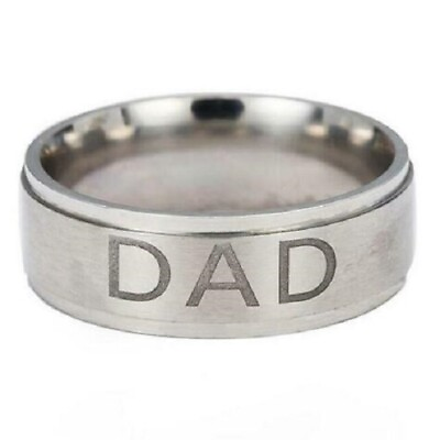 #ad Elegant Titanium Steel Silver Fashion Jewelry I Love You Dad Charms Ring Size 8 $13.74