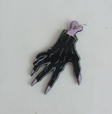 #ad New Black amp; Purple Witch#x27;s Hand Gothic Halloween Necklace Bracelet Charm $8.50