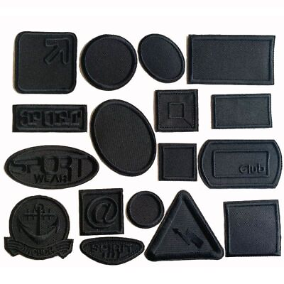 #ad Black Embroidered Patches Mixed Shapes Iron On Appliques Decorative Badges 5Pcs $11.25