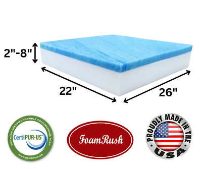 #ad FoamRush 22quot; x 26quot; Cool Gel Memory Foam Seat Sofa Cushion Medium Firm USA $59.97