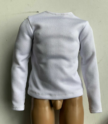 #ad E2 10 1 6 Scale Clothes Male White Long Sleeve T shirt Model for 12quot; Body Doll C $11.39