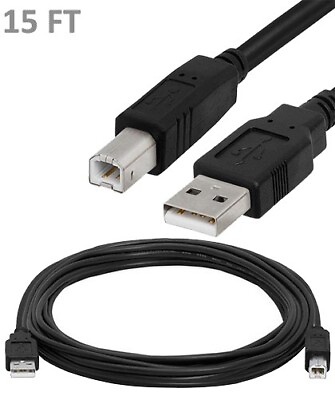 #ad 15ft Black USB 2.0 Type A Male To USB Type B Male Cable Cord PC Printer Scanner $11.30
