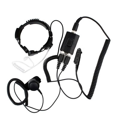 #ad FBI Tactical Military Throat Mic Headset For Motorola Gp328 Gp340 Gp360 Gp380 $47.99