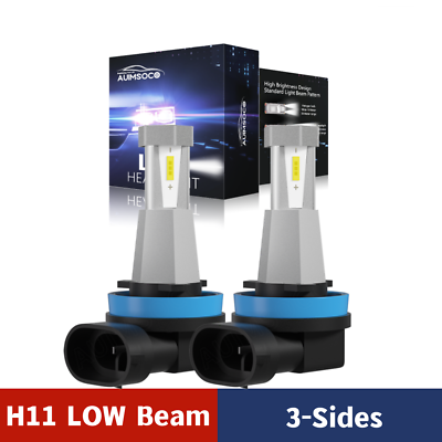#ad 3 Sides H11 LED Headlight Low Beam Bulbs 40W 4000LM 6000K White 2Pcs L3 Series $21.99