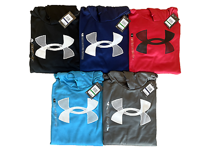 #ad Under Armour Men#x27;s Hoodie Big Logo 1357085 Fleece Pullover Hooded Sweatshirt $26.50