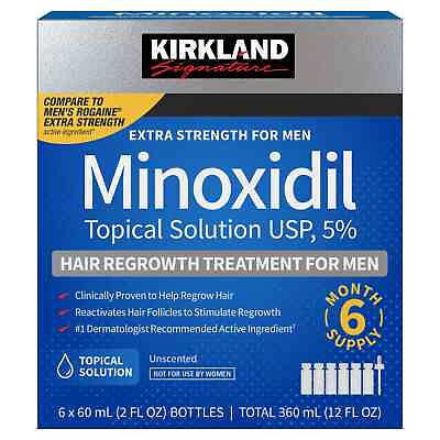 #ad NEW PACKAGING *05 2025* Kirkland Minoxidil 5% Men Hair Regrowth 6 Month 1 Box $31.99