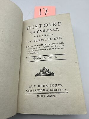 #ad Histoire Naturelle Generale et Particuliere: Par M. Le Comte deBuffon 1787 $225.00