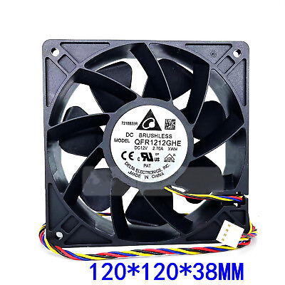 Delta QFR1212GHE Cooling Fan Radiator Fan 12CM 12V 2.7A for Antminer S7 S9 $16.09