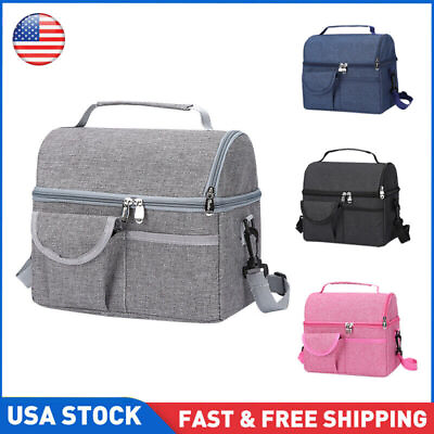 #ad Large Insulated Lunch Bag Adult Kids Men Thermal Cool Hot Food Storage Tote Box $11.17