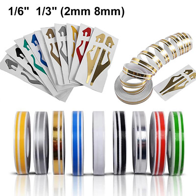 #ad 1 2quot; Roll Vinyl Pinstriping Pin Stripe Double Line Car Tape Decal Stickers 12mm $7.99