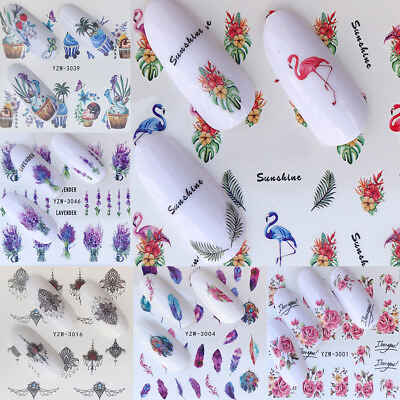 #ad Women Nail Art Sticker Water Decals Transfer Stickers Flowers Mixed Designs C $0.99