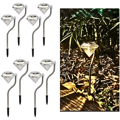 #ad 1 LED Diamond Solar Waterproof Automatic Outdoor Stake Decor Light Pack of 8 $51.44