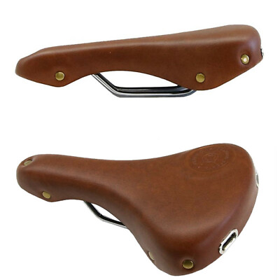 #ad Vintage PU Leather Bicycle Seat Cushion Retro Brown Road Bike Saddles Front Seat $35.59